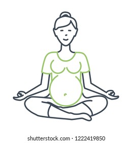 Pregnant woman doing yoga icon