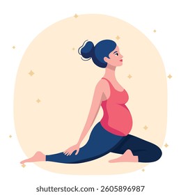 Pregnant woman doing yoga and meditation. Calmness, peaceful, harmony posture pregnancy period. Community mindfulness relax peace and clear mind 