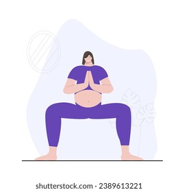 Pregnant woman doing yoga. Pregnancy health Vector illustration