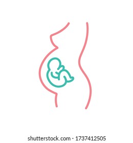 pregnant woman doodle icon, vector illustration