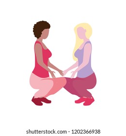 Pregnant woman with doula assistant in a modern cartoon style. Vector illustration
