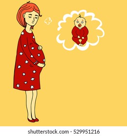 The pregnant woman the dreaming of the child, vector illustration