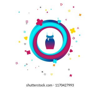 Pregnant woman dress sign icon. Maternity clothing symbol Colorful button with icon. Geometric elements. Vector