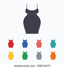 Pregnant woman dress sign icon. Maternity clothing symbol Colored flat icons on white background.