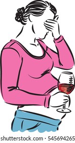 pregnant woman drinking wine illustration