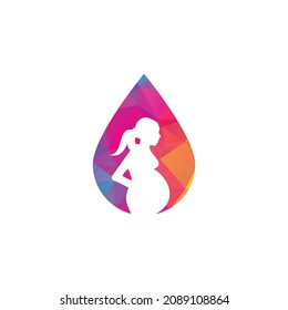 Pregnant woman drop shape logo. pregnant women vector icon template