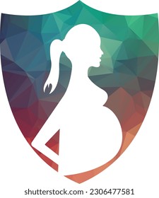 Pregnant woman drop shape logo. pregnant women vector icon template	