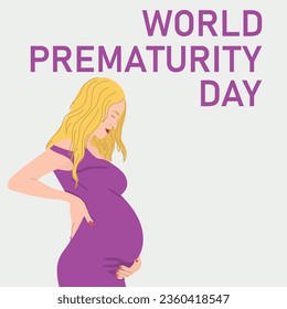 Pregnant woman in elegance dress. World premature day of infants. November 17.