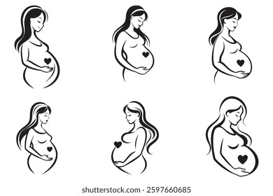 pregnant woman elegant body silhouette vector