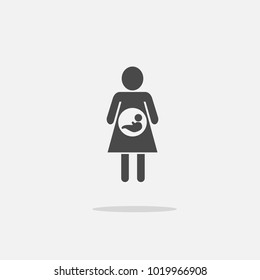 pregnant woman with embryo fetus in stomach vector icon