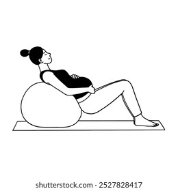 Pregnant woman exercise hand drawn illustration