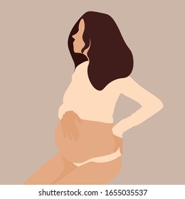 Pregnant woman. Expectation of a child. Vector illustration 