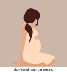 Pregnant woman. Expectation of a child. Vector illustration 