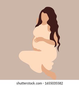 Pregnant woman. Expectation of a child. Vector illustration 