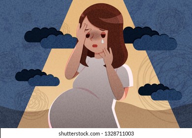 pregnant woman feel depress on the dark background
