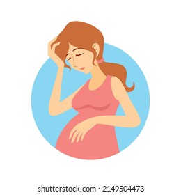 Pregnant woman feels bad. Vector image