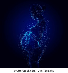 Pregnant woman with fetus (baby) in the womb anatomy, Dark  blue  background, Healthcare and medicine concept.