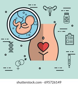 pregnant woman fetus symbol stylized