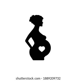 Pregnant woman flat silhouette icon