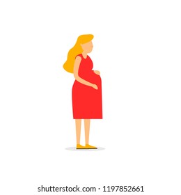 Pregnant woman. Flat style vector illustration.