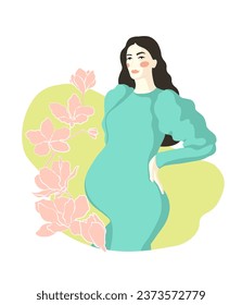 Pregnant Woman Flat Vector Illustration