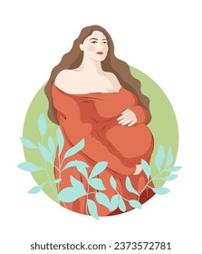 Pregnant Woman Flat Vector Illustration