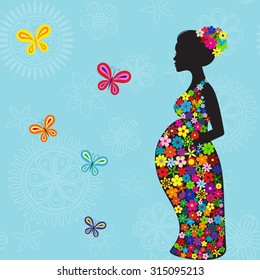 Pregnant woman floral concept card