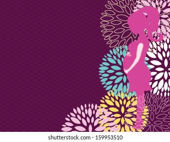 Pregnant Woman Flower Background in Vector