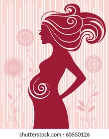 Pregnant woman in flowers