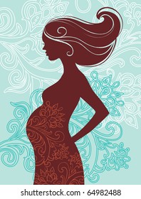 Pregnant woman in flowers