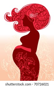 Pregnant woman in flowers