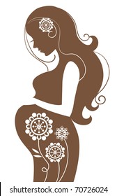 Pregnant woman in flowers