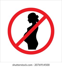 Pregnant woman forbidden sign vector illustration on white background.