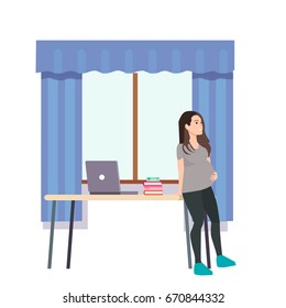 pregnant woman, freelance flat illustration