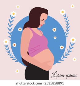 Pregnant woman, future mom, concept illustration . Healthcare, pregnancy. Flat vector illustration .
