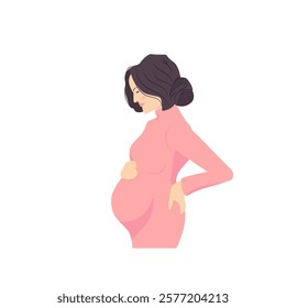 Pregnant woman, future mom,  concept illustration in cute vector style. Healthcare, pregnancy. Flat vector illustration isolated on white.