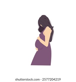 Pregnant woman, future mom,  concept illustration in cute vector style. Healthcare, pregnancy. Flat vector illustration isolated on white.