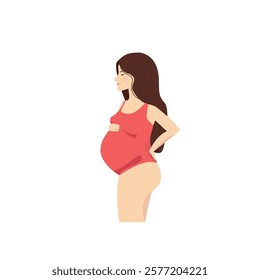 Pregnant woman, future mom,  concept illustration in cute vector style. Healthcare, pregnancy. Flat vector illustration isolated on white.