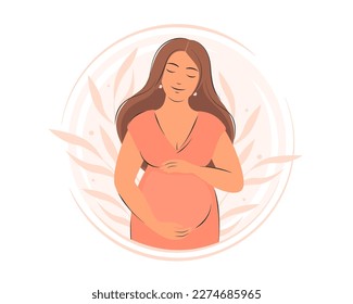 Pregnant woman, future mom. Pregnancy and motherhood concept. Vector illustration.