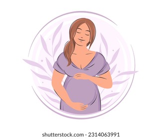 Pregnant woman, future mom. Pregnancy and motherhood concept. Vector illustration.