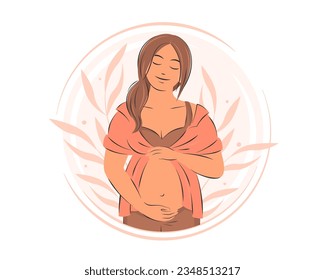 Pregnant woman, future mom. Pregnancy and motherhood concept. Vector illustration.