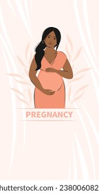 Pregnant woman, future mom. Pregnancy and motherhood concept. Vector illustration.