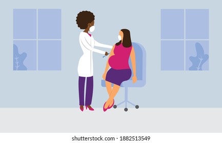 Pregnant Woman Getting Covid-19 Vaccine Shot