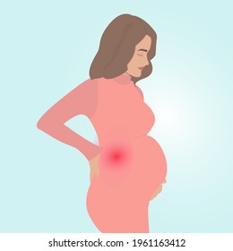 A pregnant woman has a backache. Back stress during pregnancy