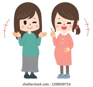 Pregnant woman having a conversation