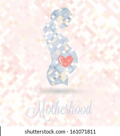 Pregnant Woman With Heart in Belly Motherhood Vector