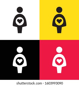 Pregnant woman and heart icon illustration isolated vector symbol symbol