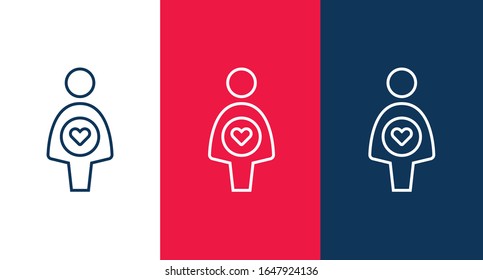 Pregnant woman and heart icon illustration isolated vector symbol symbol