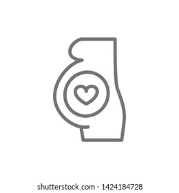 Pregnant woman with heart line icon.