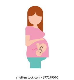 Pregnant woman with her fetus